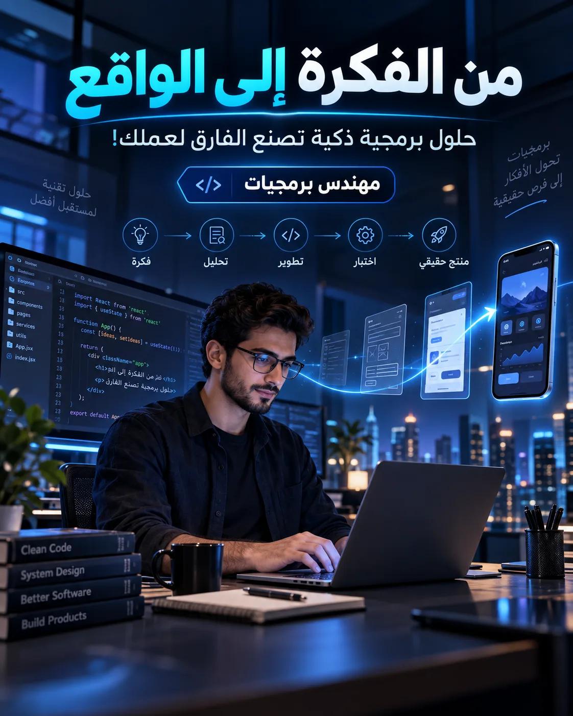 من الفكرة إلى الواقع.. حلول برمجية ذكية تصنع الفارق لعملك! مهندس برمجيات